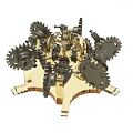 Industrial Equipment With Complex Gear Mechanism And Metal Components On Golden Base