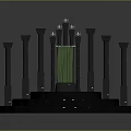 Elegant Decorative Display Equipment With Circular Platform Columns Green Panel And Decorative Top