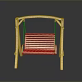 Light Wood Wooden Swing With Arched Frame And Slatted Seat For Garden Furniture