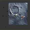 Astronaut In White Spacesuit Meeting Green Alien On Moon Surface With Rocks