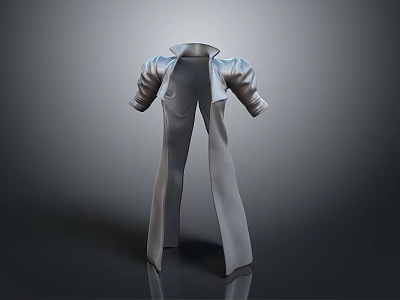 Modern Gray Long Coat With Stand Collar And Sleek Long Sleeves Design 3d model