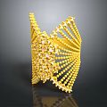Radiant Golden Furniture Ornament With Beaded Design And Crystal Embellishments