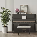 Black Piano With Bench And Music Sheet Near Painting And Art Supplies In Modern Room