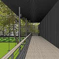 Modern Garden Landscape Featuring Trees Glass Wall And Paved Ground Design