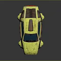 Rusty Yellow Taxi With Large Round Wheels Solar Panel Roof And TAXI Lettering