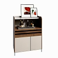 Stylish Modern Entryway Cabinet Sideboard With Decorative Paintings Wine Bottles Tray And Storage Doors
