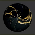 Dark Blue Bowling Ball With Golden Crackle Pattern And Three Finger Holes