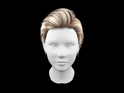 White Head Model With Blonde Hair And Detailed Facial Features On Black Background 3d model