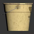 Golden Metal Small Bucket as Daily Life Product with Textured Surface and Handle