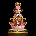2020 Happy New Year Three Tiered Cake Photo Check in Spot With Top Number Decorations