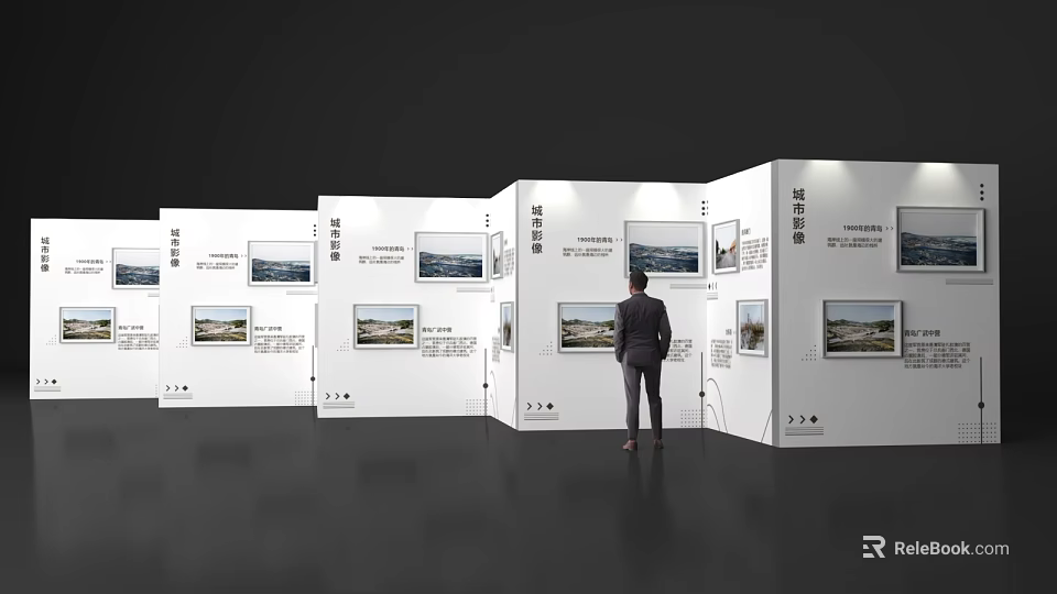Exhibition Display Wall With Photos And Text For Visitor Viewing Experience 3d model 