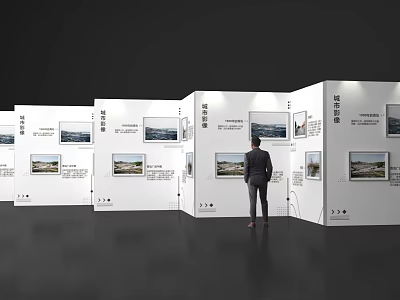 Exhibition Display Wall With Photos And Text For Visitor Viewing Experience 3d model