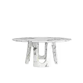 Marble Dining Table With Round Top And Unique Modern Base Design 3d model