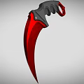 Karambit Knife With Red Sharp Blade And Black Ergonomic Handle Design 3d model
