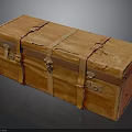 Vintage Distressed Orange Leather Trunk With Leather Straps And Metal Locks