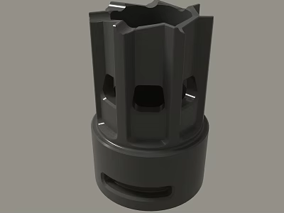 Black Industrial Cylindrical Metal Component Featuring Multiple Holes And Slots 3d model