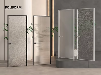 Modern Hinged Doors With Textured And Transparent Glass For Interior Design 3d model
