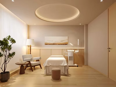 Relaxing Beauty Salon Interior With Comfortable Treatment Bed And Soft Lighting 3d model