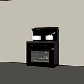 Modern Black Silver Integrated Kitchen Appliance With Stove Hood Oven And Pots