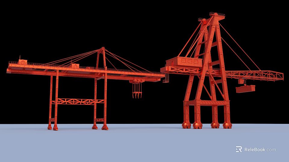 Industrial Equipment Heavy Duty Cranes Red Industrial Machinery for Industrial Applications 3d model 
