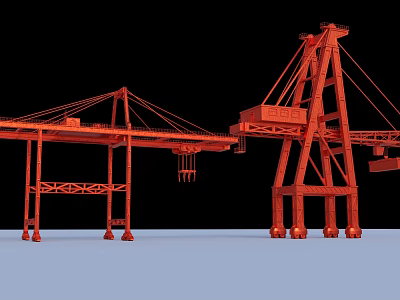 Industrial Equipment Heavy Duty Cranes Red Industrial Machinery for Industrial Applications 3d model