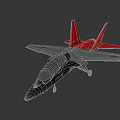 Gray Black And Red Fighter Jet With Red Tail And Cockpit 3D Model Design