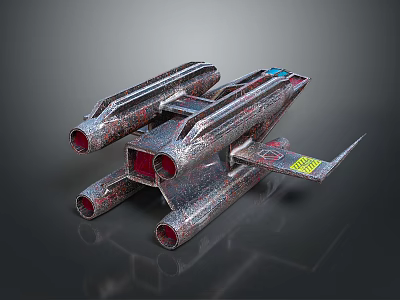Sci Fi Spaceship Model With Multiple Metallic Tubes Detailed Design And Emblem 3d model