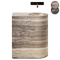 Elegant Cylindrical Natural Stone Washbasin With Unique Striped Texture And Modern Design