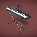 Musical Instruments and Art Supplies Electronic Keyboard on Black Stand with Red Background
