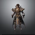 Fantasy Warrior 3D Model With Intricate Armor And Long Cloak