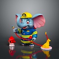 Elephant Firefighter Firefighter Fire Fighting Suit Vasuit Vasuit Vasuit Hoses 3d model