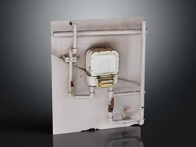 Industrial Control Box With White Casing Metal Pipes And Support Brackets 3d model