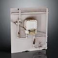 Industrial Control Box With White Casing Metal Pipes And Support Brackets 3d model