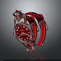 Red Fashion Accessory Watch With Leather Strap Stylish Dial And Metallic Frame Design