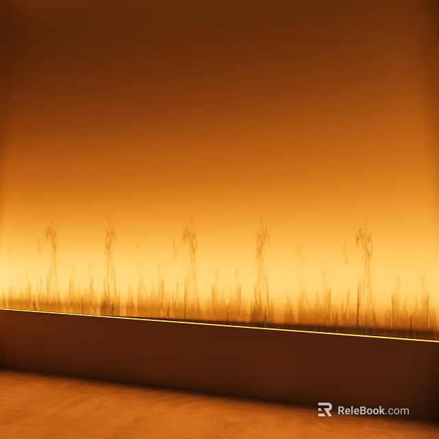 LED Wall Washer Light Providing Even Illumination for Orange Wall with Grass Shadow Patterns 3d model
