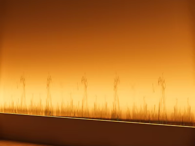 LED Wall Washer Light Providing Even Illumination for Orange Wall with Grass Shadow Patterns 3d model