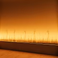 LED Wall Washer Light Providing Even Illumination for Orange Wall with Grass Shadow Patterns 3d model