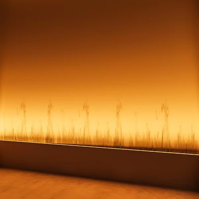 LED Wall Washer Light Providing Even Illumination for Orange Wall with Grass Shadow Patterns 3d model