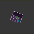 Pink Purple Portable Computer With Open Pixel Art Screen Green Character Red Ball Blue Buttons