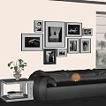 Modern Photo Wall Featuring Black And White Photos Various Frames In Living Room Interior