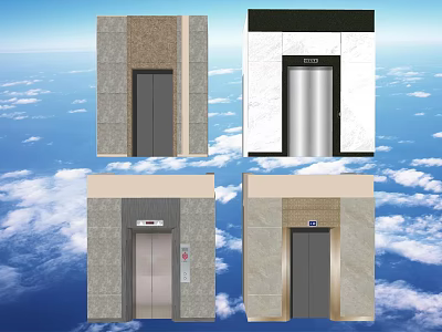 Various Modern Elevator Exterior Designs With Stone Metal And Glass Panels 3d model