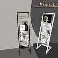 Black and White Metal Frame Bookshelves Displaying Magazines Newspapers and Decorative Prints