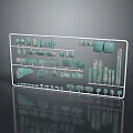 Turquoise Instrument Art Supplies Collection Organized On White Display Rack With Various Tools