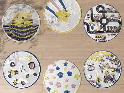 Colorful Round Carpets With Kids Friendly Cartoon Patterns And Playful Designs 3d model
