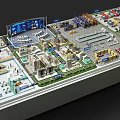 Aerial Planning Urban Development Model With Detailed Building Layout And Display Screens