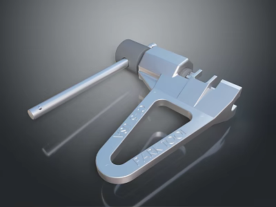 Silver Metal Tool With Long Handle U Shaped Base And Engraved Letters V1 VARIO 3d model
