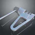 Silver Metal Tool With Long Handle U Shaped Base And Engraved Letters V1 VARIO
