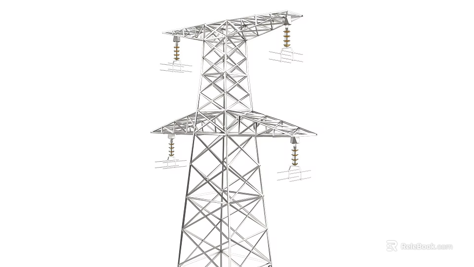 Black and White Line Drawing of Electrical Transmission Tower Structure Design 3d model 