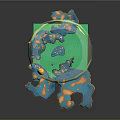 3D Wood And Stone Model Design With Natural Texture And Green Transparent Layer