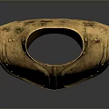 Medieval Knight Wearing Golden Metal Gorget With Rivets And Vintage Design